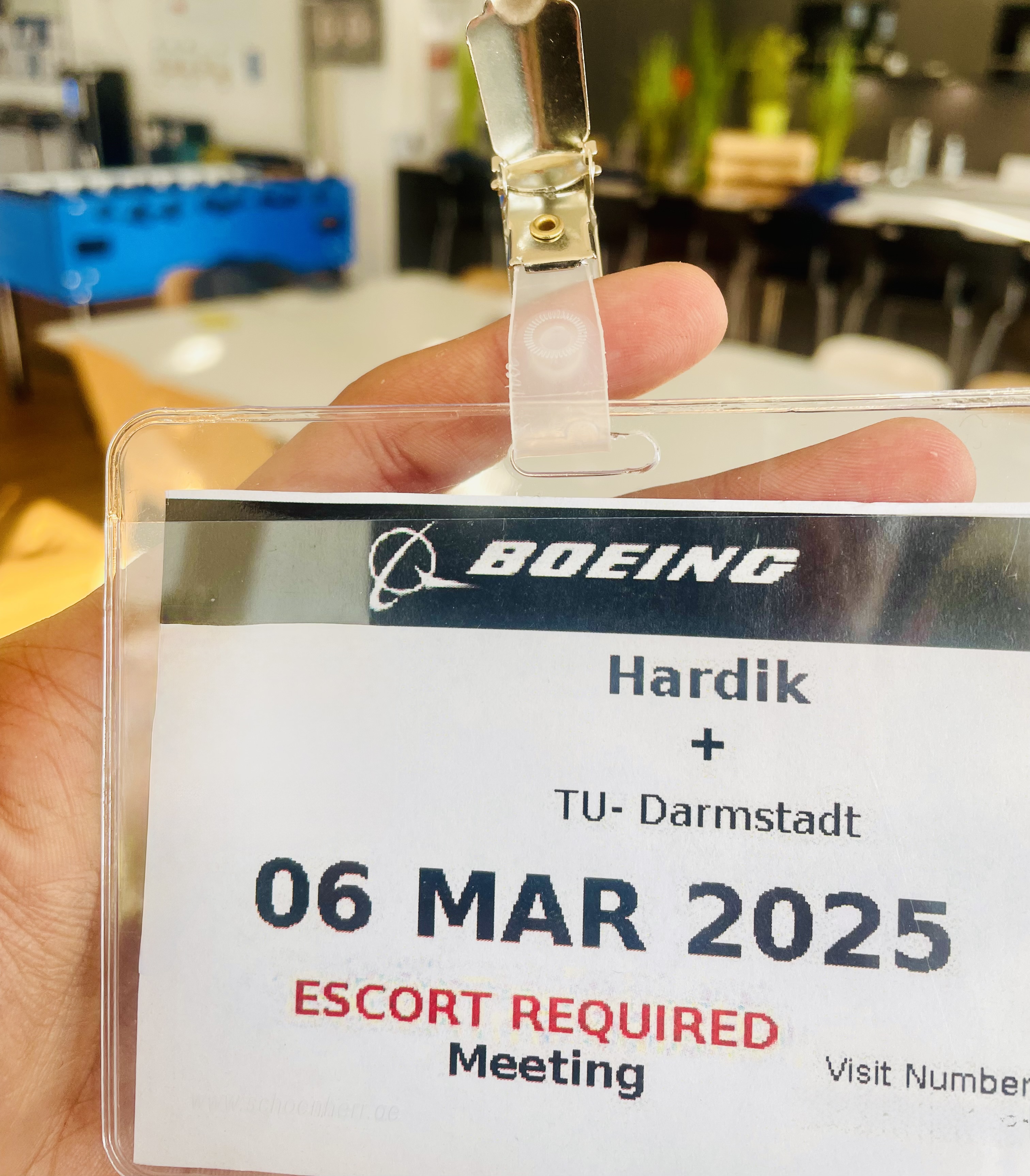 Boeing meeting visitor badge