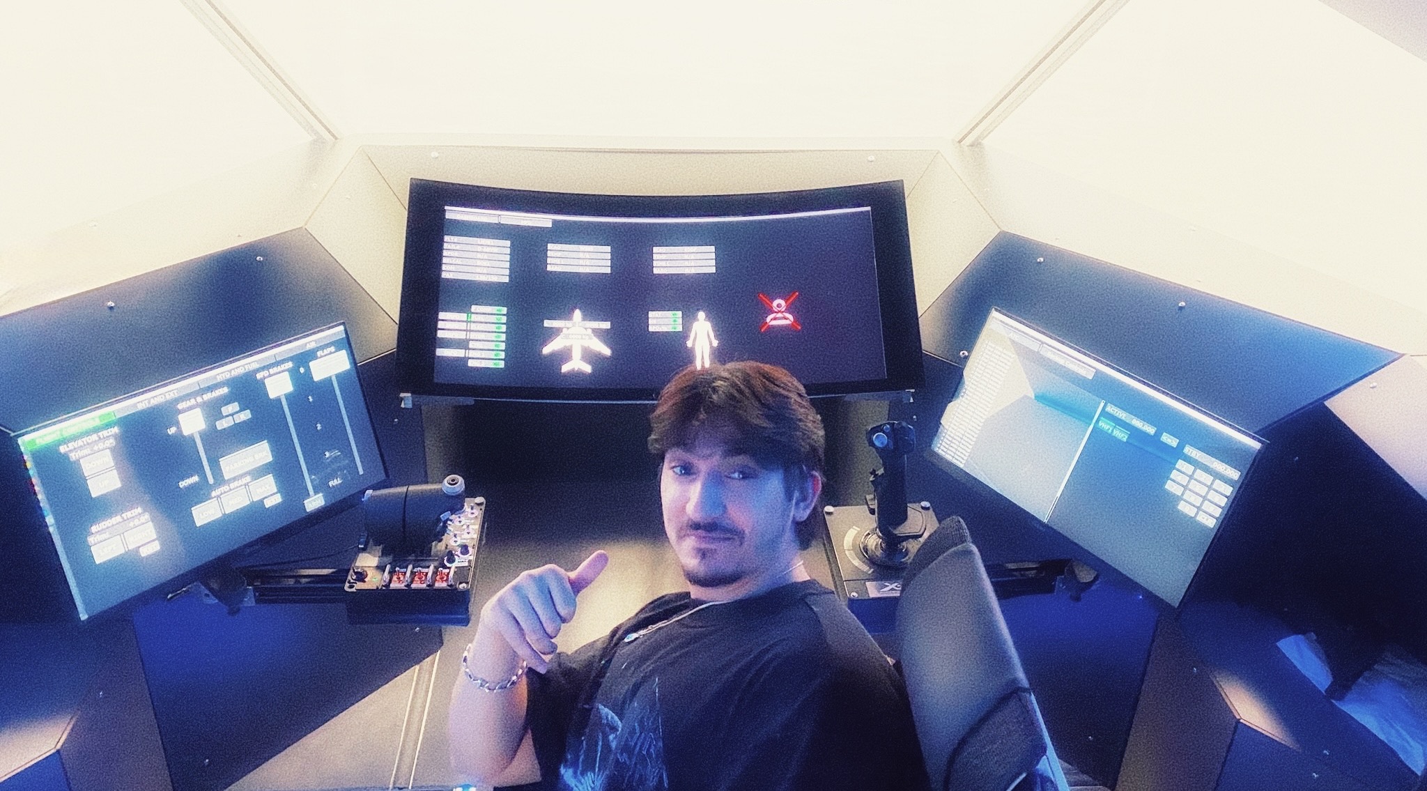 Developer in the simulator rig